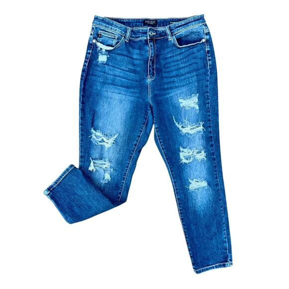 Judy Blue high waisted distressed ripped skinny jeans size 32x28 - Picture 1 of 4